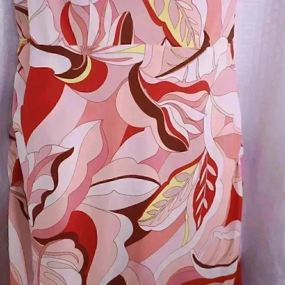 Forever 21+ Size OX Pink leaf print strappy side shirred midi dress - Picture 14 of 16